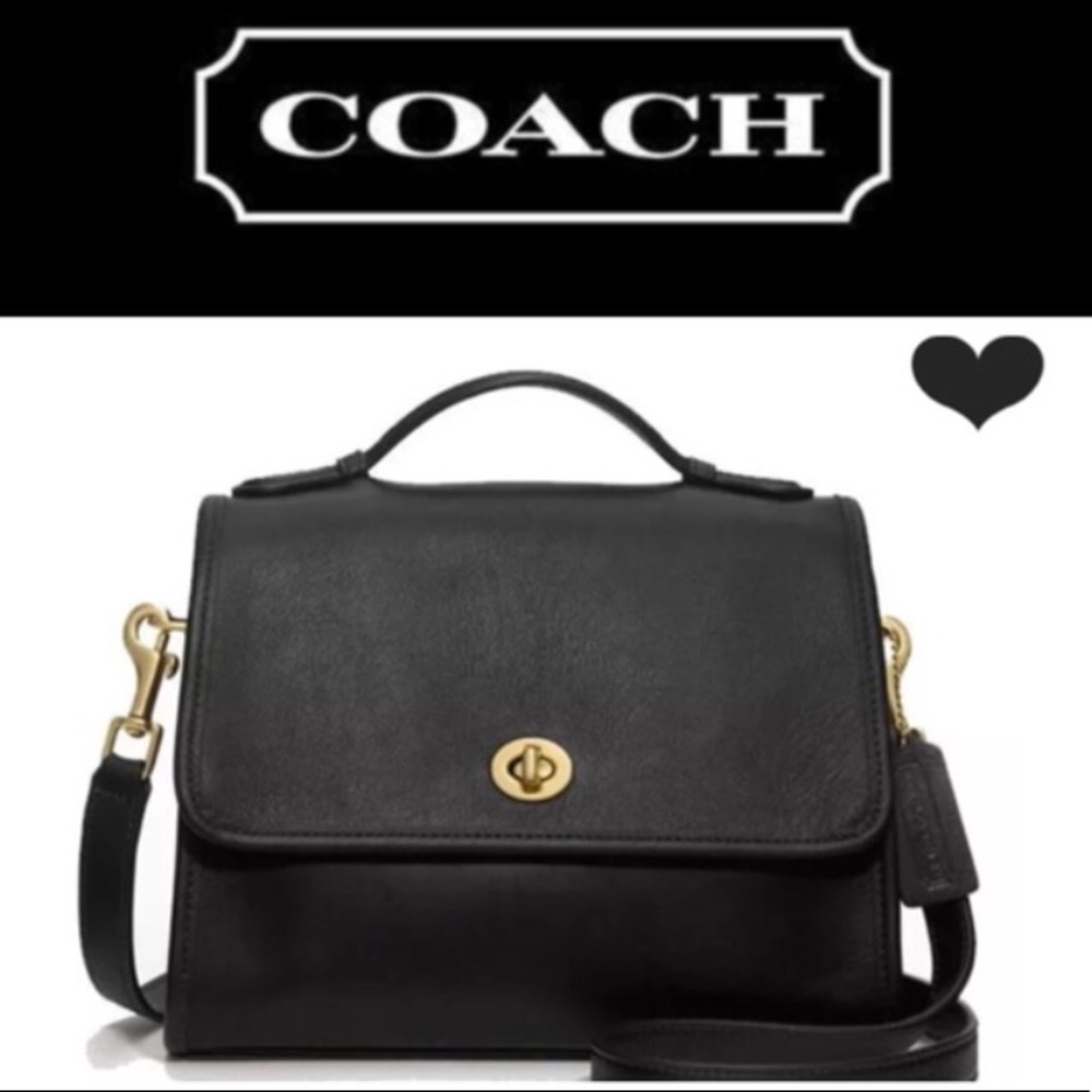 🔥SOLD🔥Vtg COACH COURT Black Leather Bag #9870